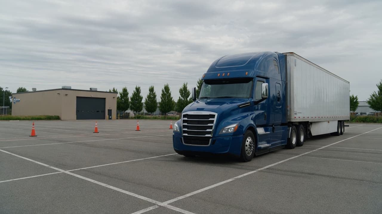 A commercial truck driver training at a CDL school as federal investigators target fraudulent training providers
